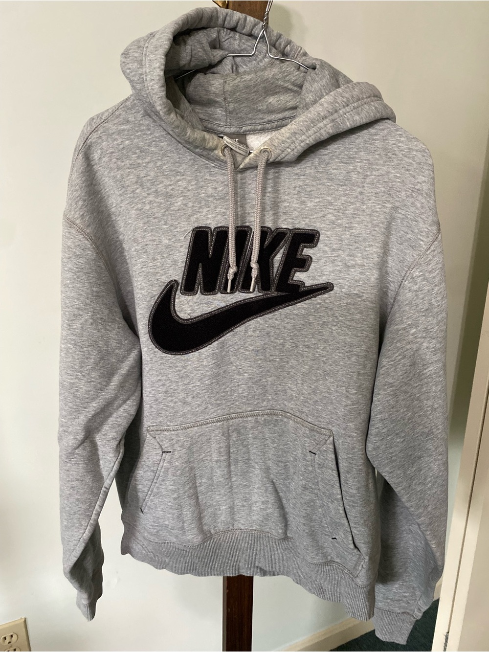 Nike Gray Crewneck Pullover Hoodie with Black Swoosh